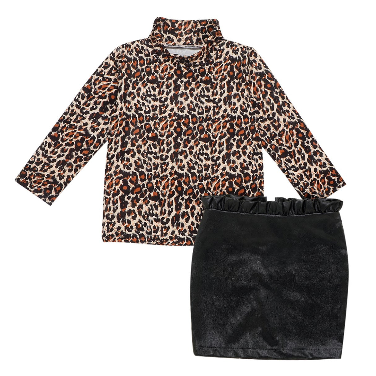 Children's Clothes Girls Leopard Print Long Sleeve Shirt - Jgkan