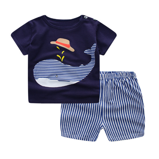 Cartoon Clothing Baby Boy Summer Clothes T-shirt Baby Girl Casual Clothing Sets - Jgkan