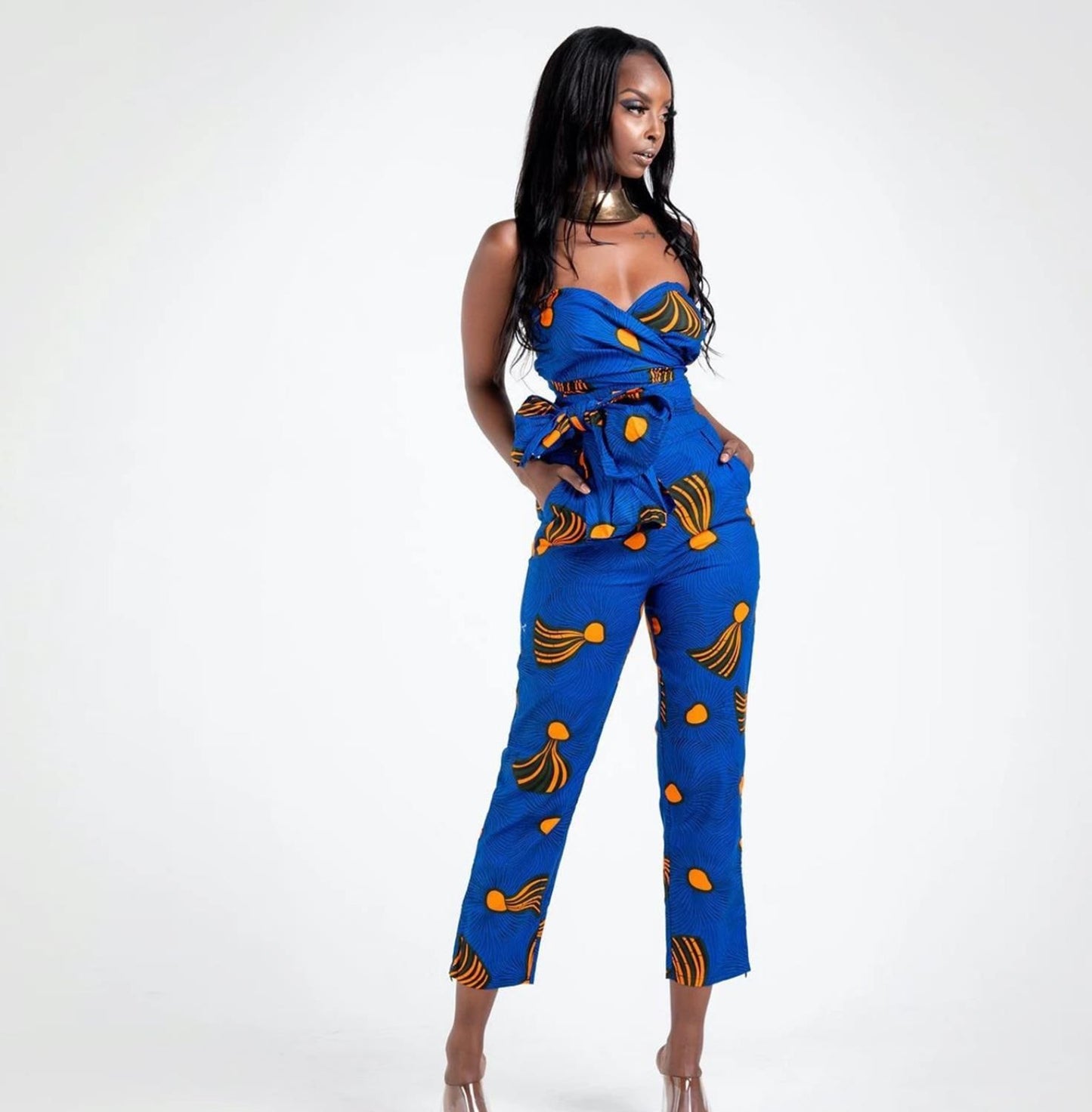 Sleeveless printed slim jumpsuit