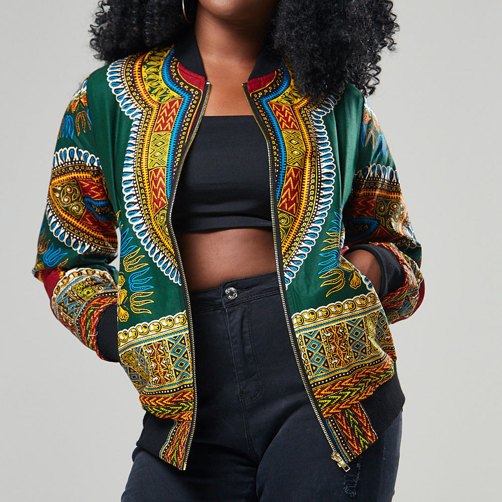 Women's African Print Jacket - Jgkan