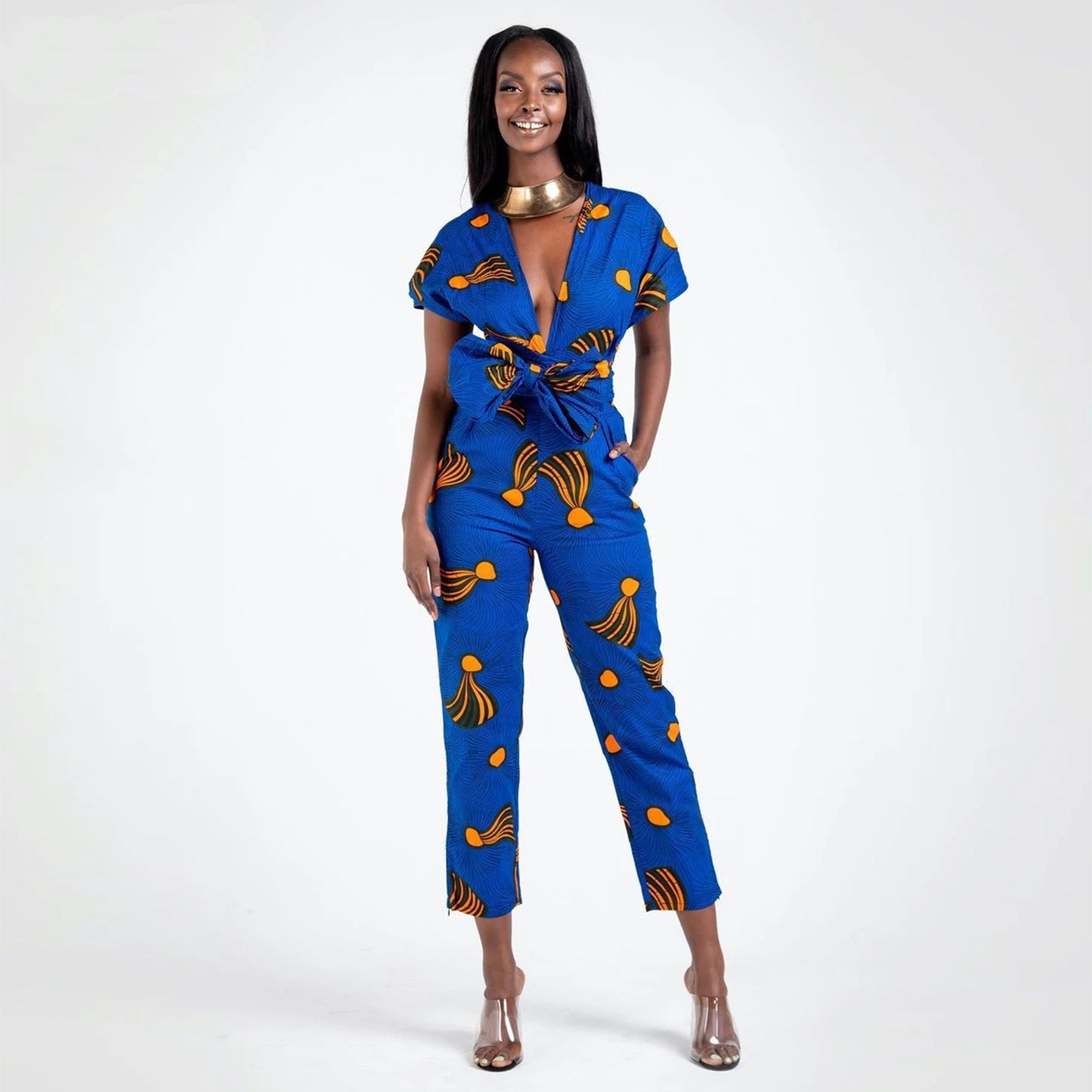 Sleeveless printed slim jumpsuit